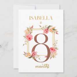 Tarjeta Floral Elegante de Bebé de Primer Año