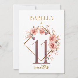 Tarjeta Floral Elegante de Bebé de Primer Año