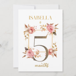 Tarjeta Floral Elegante de Bebé de Primer Año