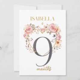 Tarjeta Floral Elegante de Bebé de Primer Año