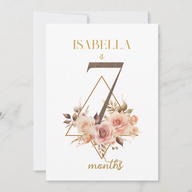 Tarjeta Floral Elegante de Bebé de Primer Año (Anverso)