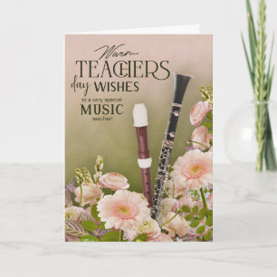 Tarjeta floral elegante del día del profesor de mú