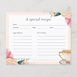 Tarjeta Floral Elegante Tea Fiesta Bridal Ducha Re