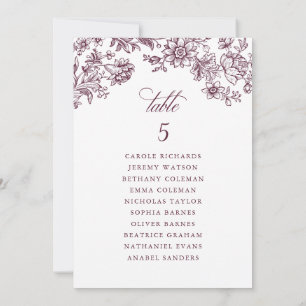 Tarjeta Floral Elegante Vieja Burgundy para Asient
