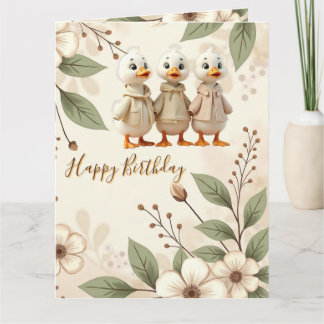 Tarjeta Floral Elegante Y Brillante Con Patos