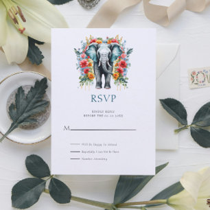 Tarjeta Floral Elephant Bay Blue and White RSVP