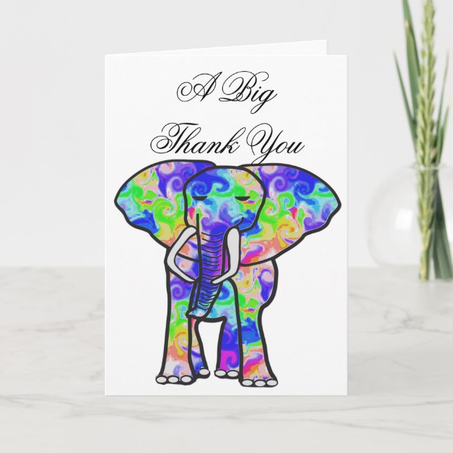 Tarjeta Floral Elephant Gracias (Anverso)