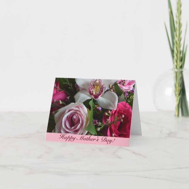 Tarjeta floral en blanco para el día de la madre (Anverso)