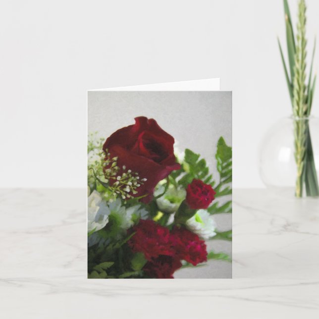 Tarjeta Floral-En blanco roja y blanca (Anverso)