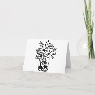 Tarjeta floral en blanco y negro para el Día de la