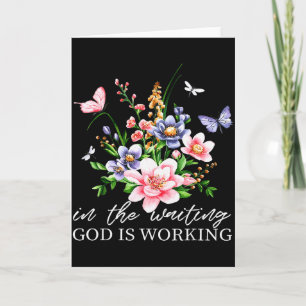 Tarjeta Floral En La Espera Dios Está Trabajando Fe Jesús