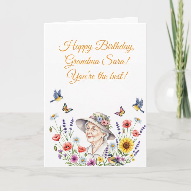 Tarjeta floral encantadora para la abuela (Anverso)