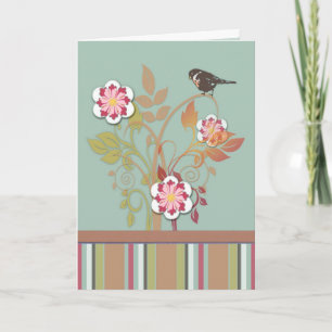 Tarjeta floral estilizada del pájaro