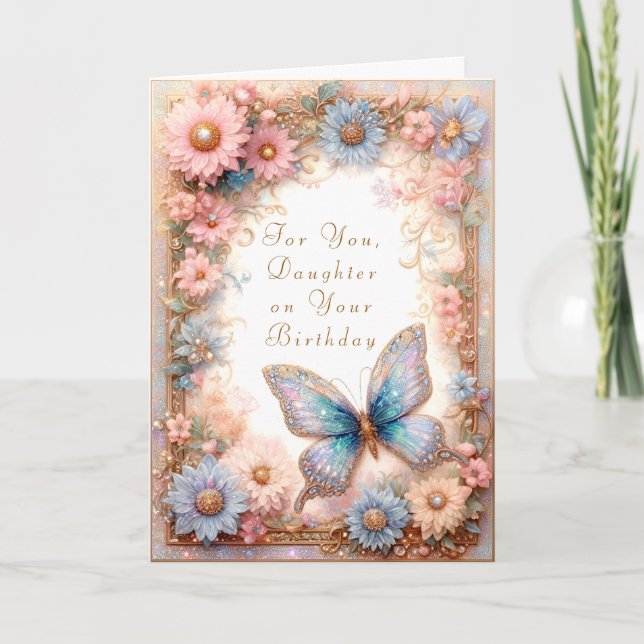 Tarjeta floral Fantasy Blue Butterfly (Anverso)