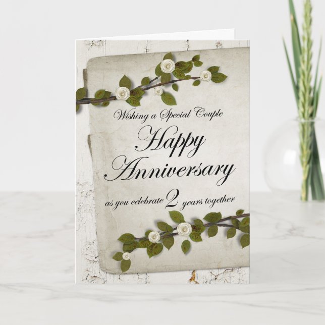 Tarjeta Floral feliz 2º aniversario (Anverso)