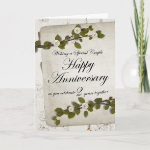 Tarjeta Floral feliz 2º aniversario