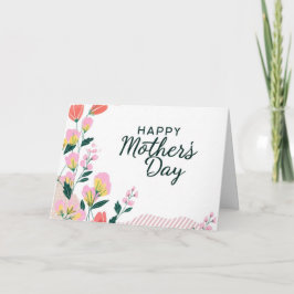 Tarjeta Floral Feliz Día de la Madre Naranja rosa Amarillo