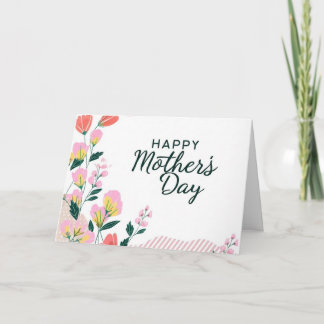 Tarjeta Floral Feliz Día de la Madre Naranja rosa Amarillo