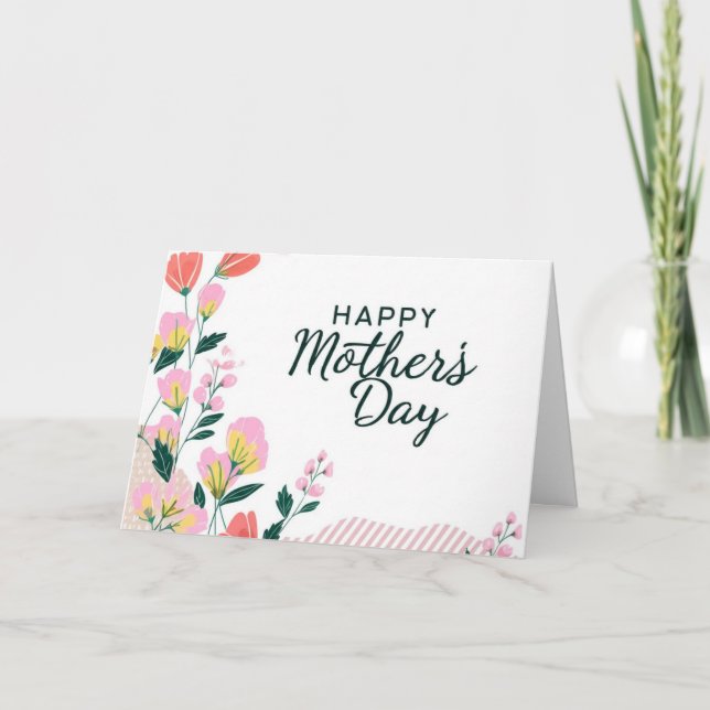 Tarjeta Floral Feliz Día de la Madre Naranja rosa Amarillo (Anverso)