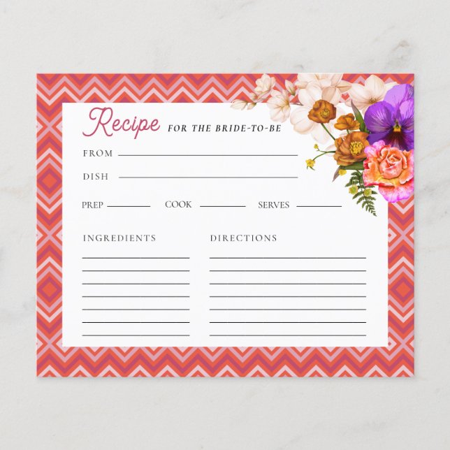 Tarjeta Floral Fuchsia Bridal Shower (Anverso)