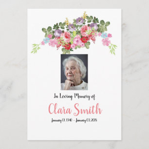 Tarjeta floral fúnebre del rezo