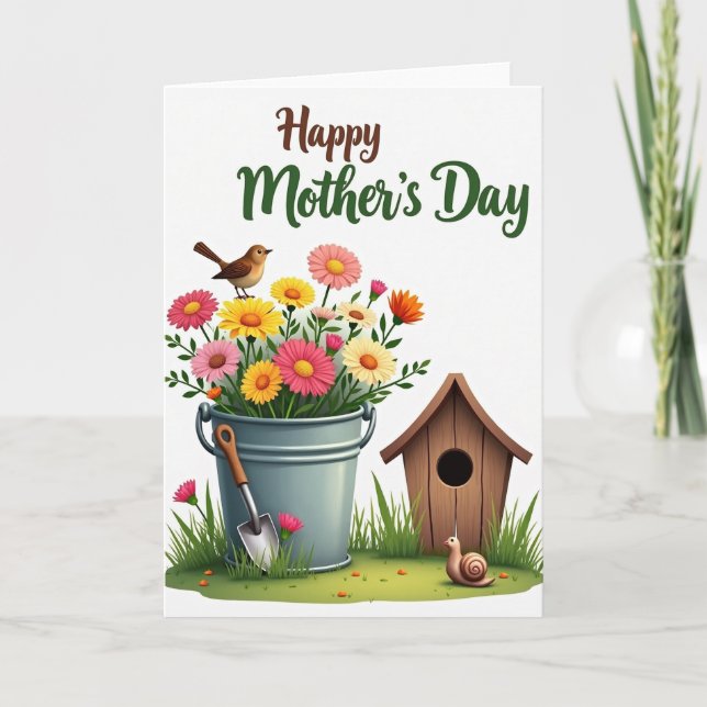 Tarjeta Floral Garden Pail Bloom Card (Anverso)