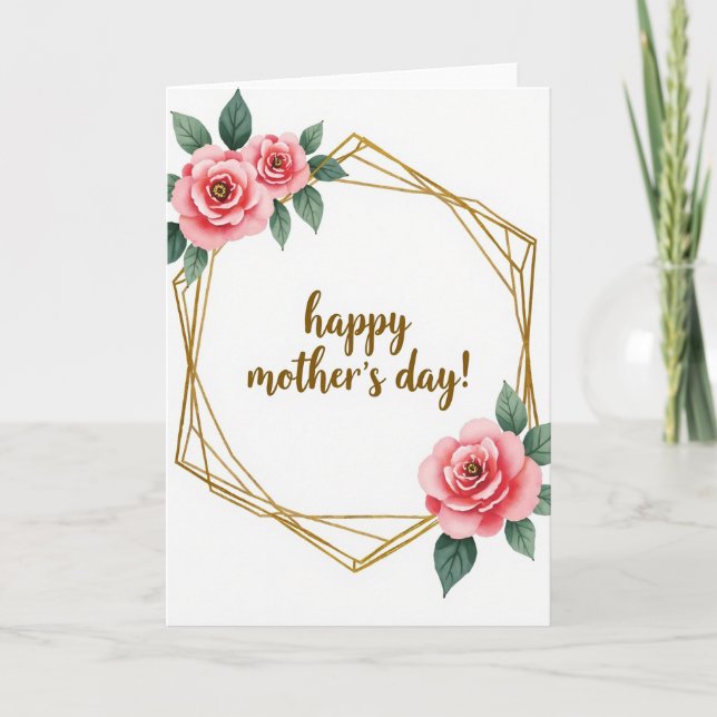Tarjeta floral geométrica dorada (Anverso)