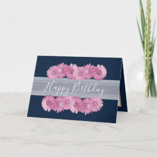 Tarjeta Floral Gerbera Daisies Flor Chica Rosa Cumpleaños
