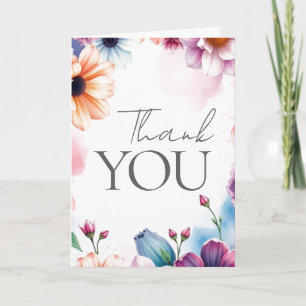 Tarjeta Floral Gracias Elegante Moderno Plano Moderno
