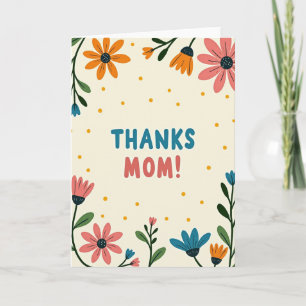 Tarjeta floral gracias mamá en azul verde