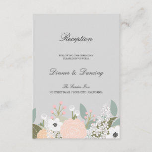 Tarjeta floral grande de la recepción