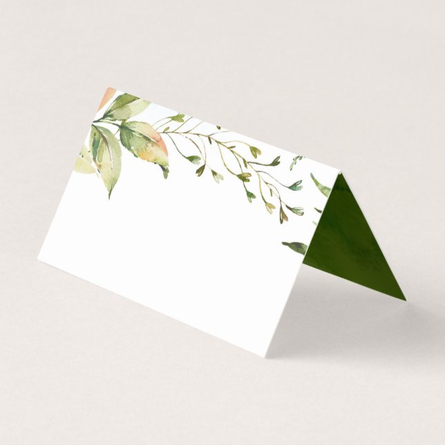 Tarjeta Floral Green Foliage Table Place (Reverso)