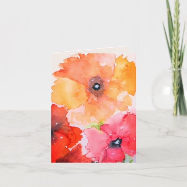 Tarjeta Floral Greeting Card | Red & Golden Garden Blooms (Anverso)