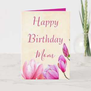 Tarjeta Floral Happy Birday Mom Photo Inside