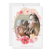 Tarjeta floral Happy Mothers Day con foto