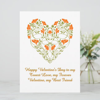 Tarjeta Floral Heart Valentine’s Day Love Card Art Deco