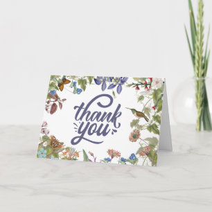 Tarjeta Floral Hummingbird & Butterfly