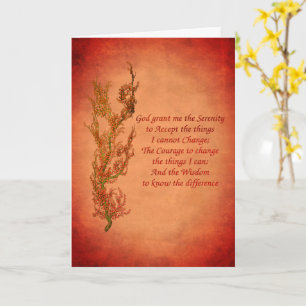 Tarjeta floral inspiradora de oración de serenidad