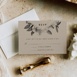 Tarjeta Floral Kraft RSVP