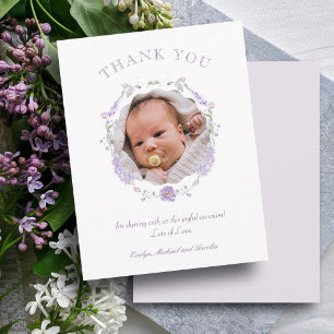 Tarjeta Floral Lilac Wreath Baptism