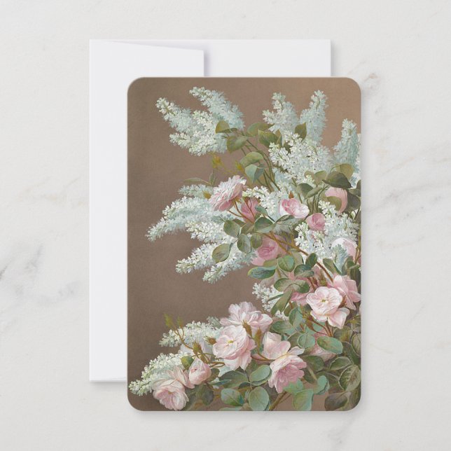 Tarjeta Floral Lilac y Rosas con sobre (Anverso)