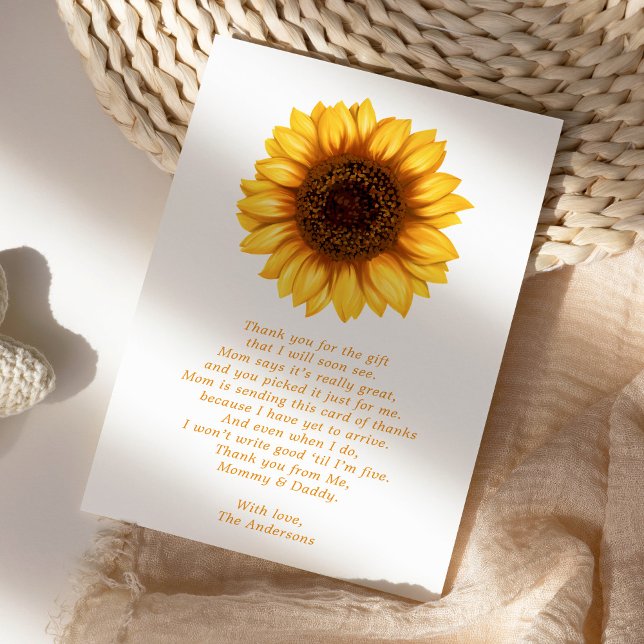 Tarjeta Floral Little Sunflower Baby Shower (Subido por el creador)