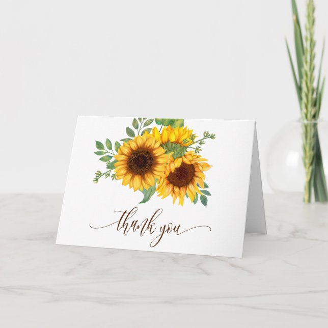 Tarjeta Floral Little Sunflower Baby Shower Gracias (Anverso)