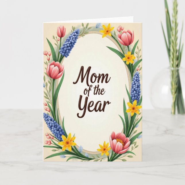 Tarjeta floral mamá del año (Anverso)