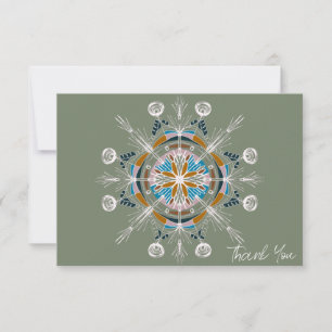 Tarjeta floral mandala boho botánico de agradecimi