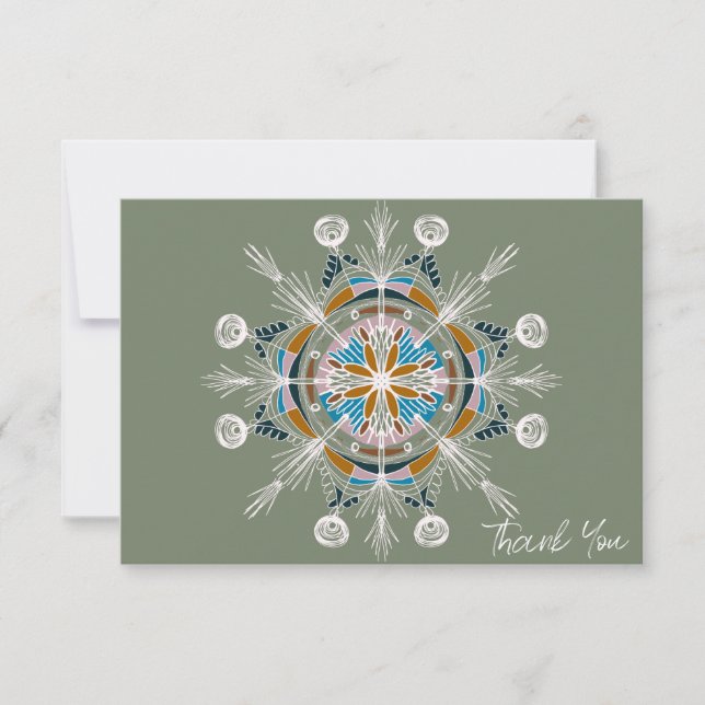 Tarjeta floral mandala boho botánico de agradecimi (Anverso)