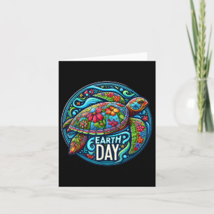 Tarjeta Floral Mar Turtle Earth Day Arte Animal Amor