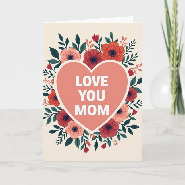 Tarjeta floral mate de amor para mamá (Anverso)