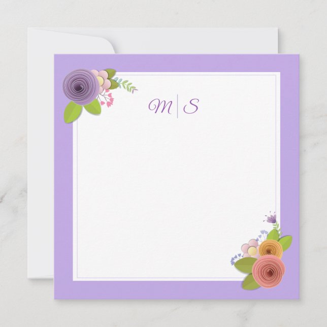Tarjeta floral monográfica personalizada minimalis (Anverso)
