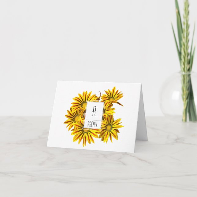 Tarjeta Floral Monograma Blank Note Card Flores de (Anverso)